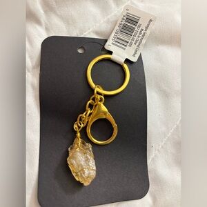 NWT Gold Tone Keychain with Crystal Accent